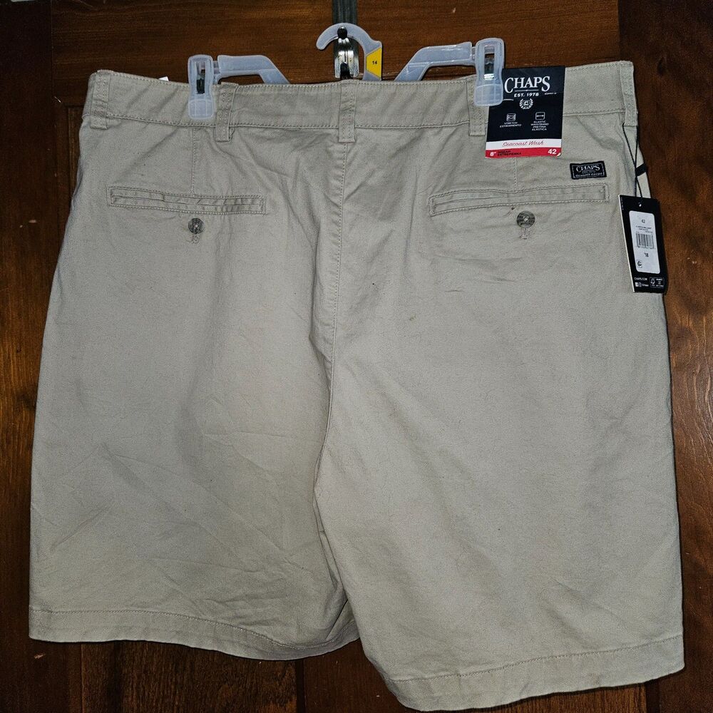 NWT Chaps Men's SZ 42 Tan Casual Shorts Comfort‎ Waistband Seacoast Wash